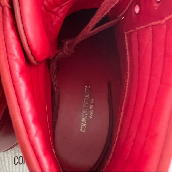 Red high top common projects leather sneakers - Picture 6 of 7